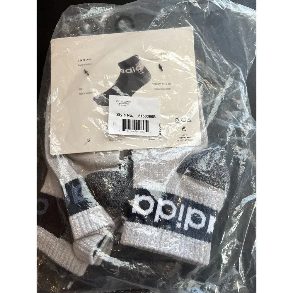 Adidas Youth Medium 6 pairs Assorted Socks New with tag Gray